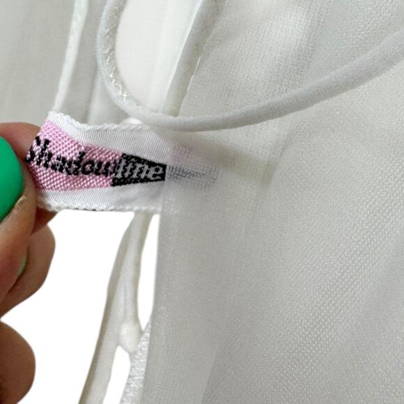 Vintage Shadowline White Nylon Chiffon Robe Large Babydoll Open Front Sleepwear - Picture 7 of 7